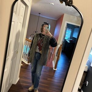 H&M Gray Faux Fur sweater combo vest